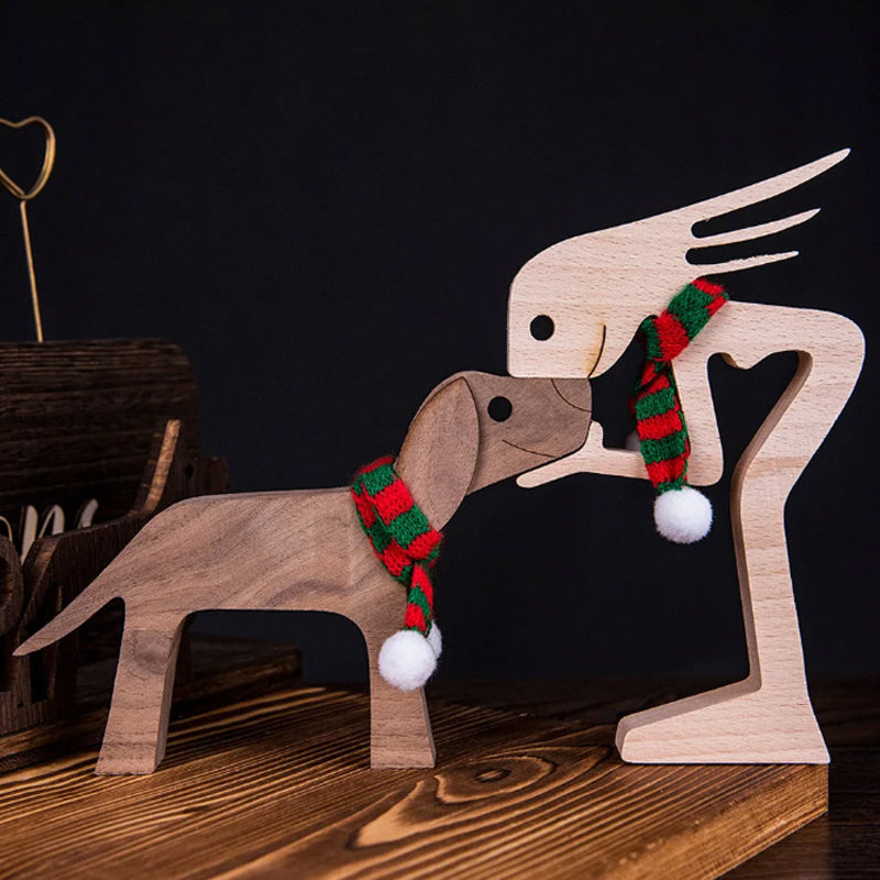 Geschenk Für Tierliebhaber - Holzskulptur Tischornamente - Die Liebe Zwischen Dir Und Deinem Fellfreund | Karnz