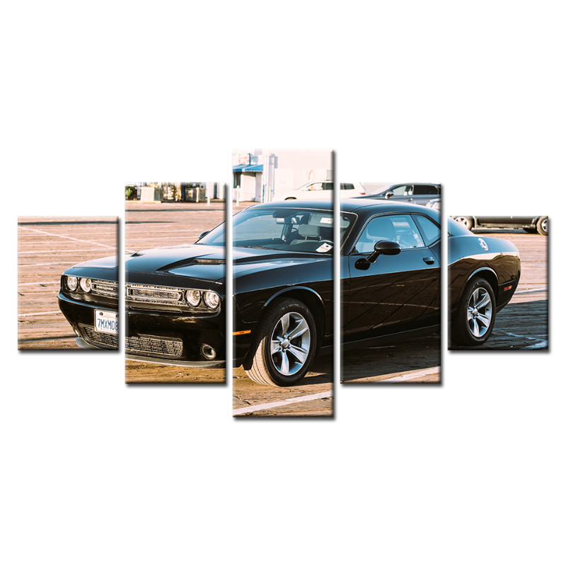 5-teilige Vintage Schwarz Metallic Auto - Leinwand Wandkunst Gemälde