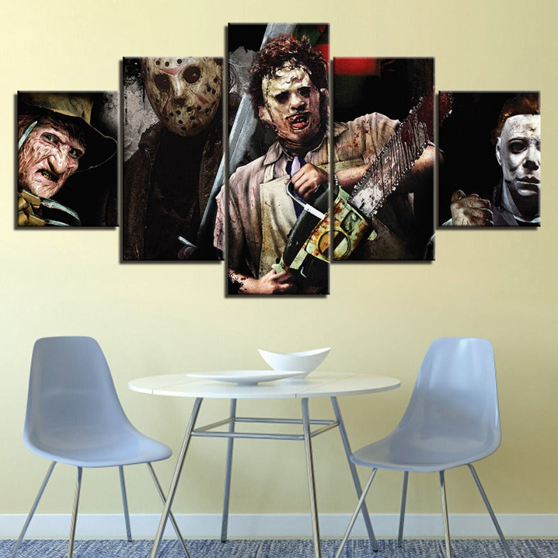 5 Teile Iconic Monster und Killer - Leinwand Wandkunst Gemälde