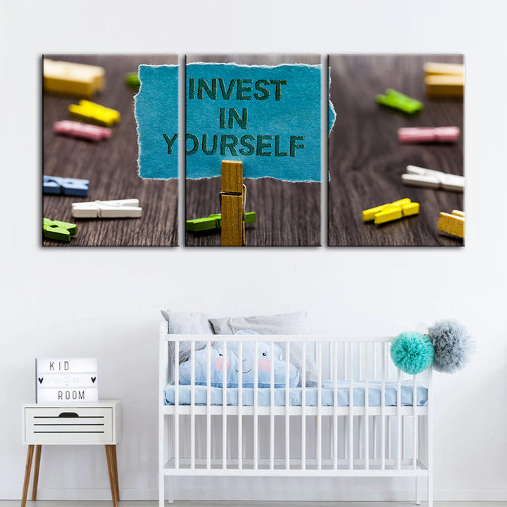 Investiere in dich selbst 3 Teile - Leinwand Wandkunst Malerei