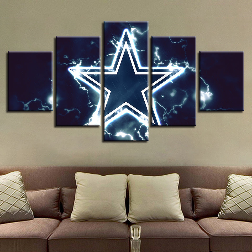 Blaue Stern-Logo 5 Teile - Leinwand Wandkunst Gemälde