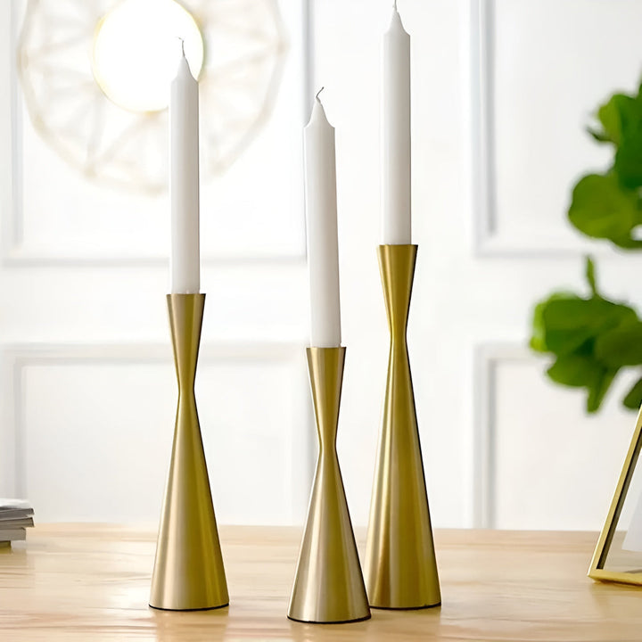 Eleganter nordischer Kerzenständer aus Messing für die Taille | 3-teiliges Set