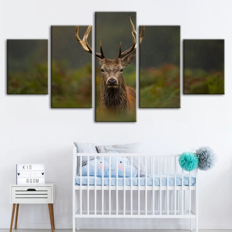 5 Stück Kuriositäten Reh Zwischen Farnen - Leinwand Wandkunst Gemälde