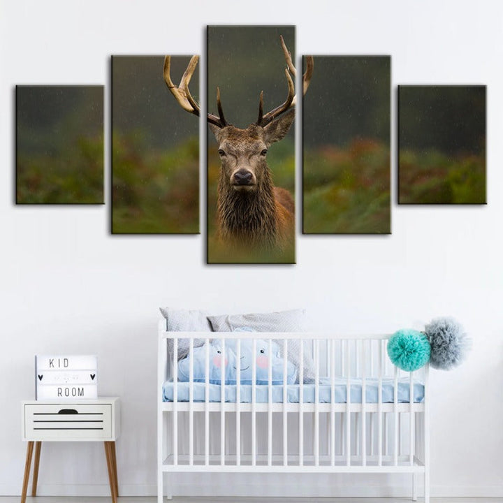 5 Stück Kuriositäten Reh Zwischen Farnen - Leinwand Wandkunst Gemälde