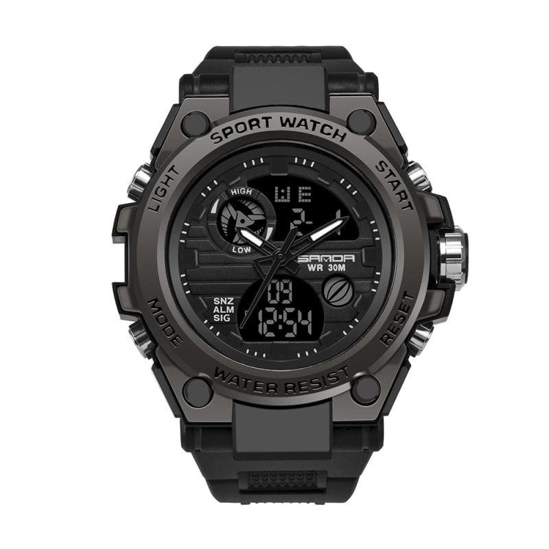 Sportliche Herrenarmbanduhr mit Dual-Display-Modus, multifunktional, wasserdicht und leuchtend