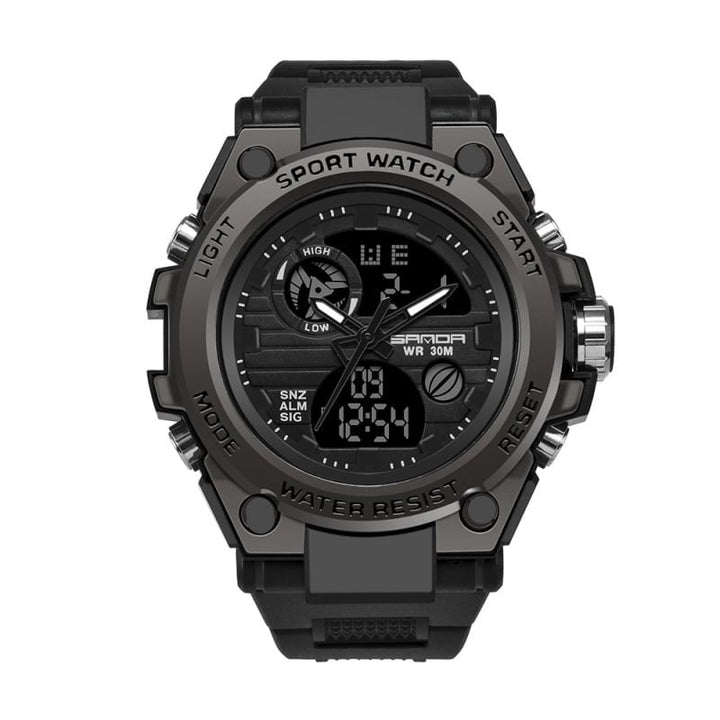 Sportliche Herrenarmbanduhr mit Dual-Display-Modus, multifunktional, wasserdicht und leuchtend