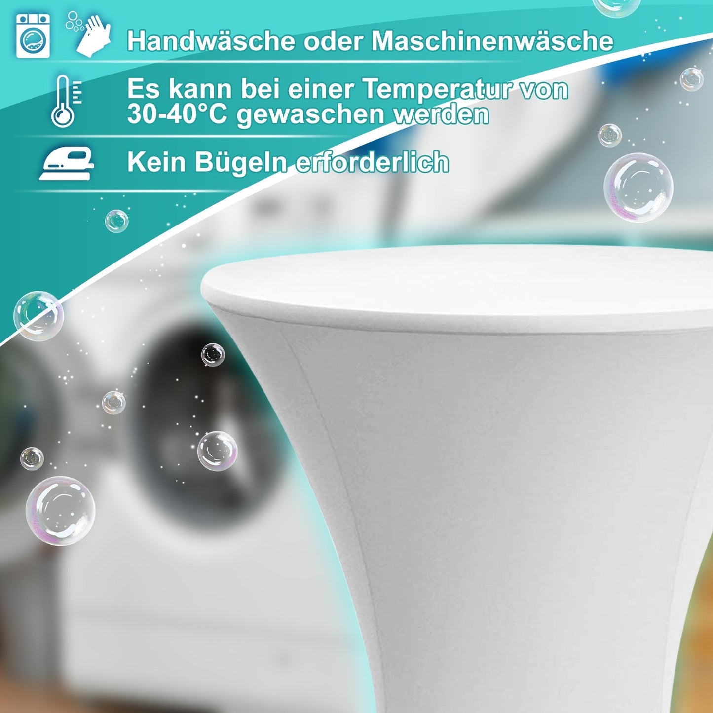 Stehtischhusse Stretch Rund Stehtisch Husse Weiß | Karnz