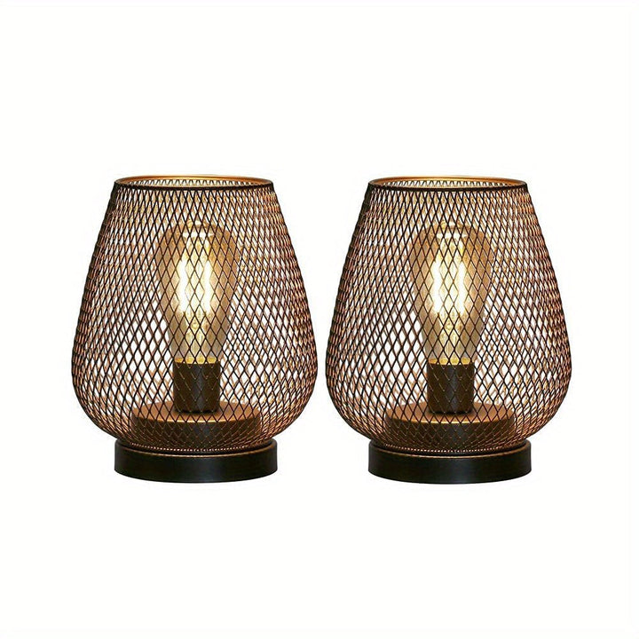 Sandsberg | Atmosphärische Tischlampen | Warmes Licht im Metallgitter-Design | 2er-Set