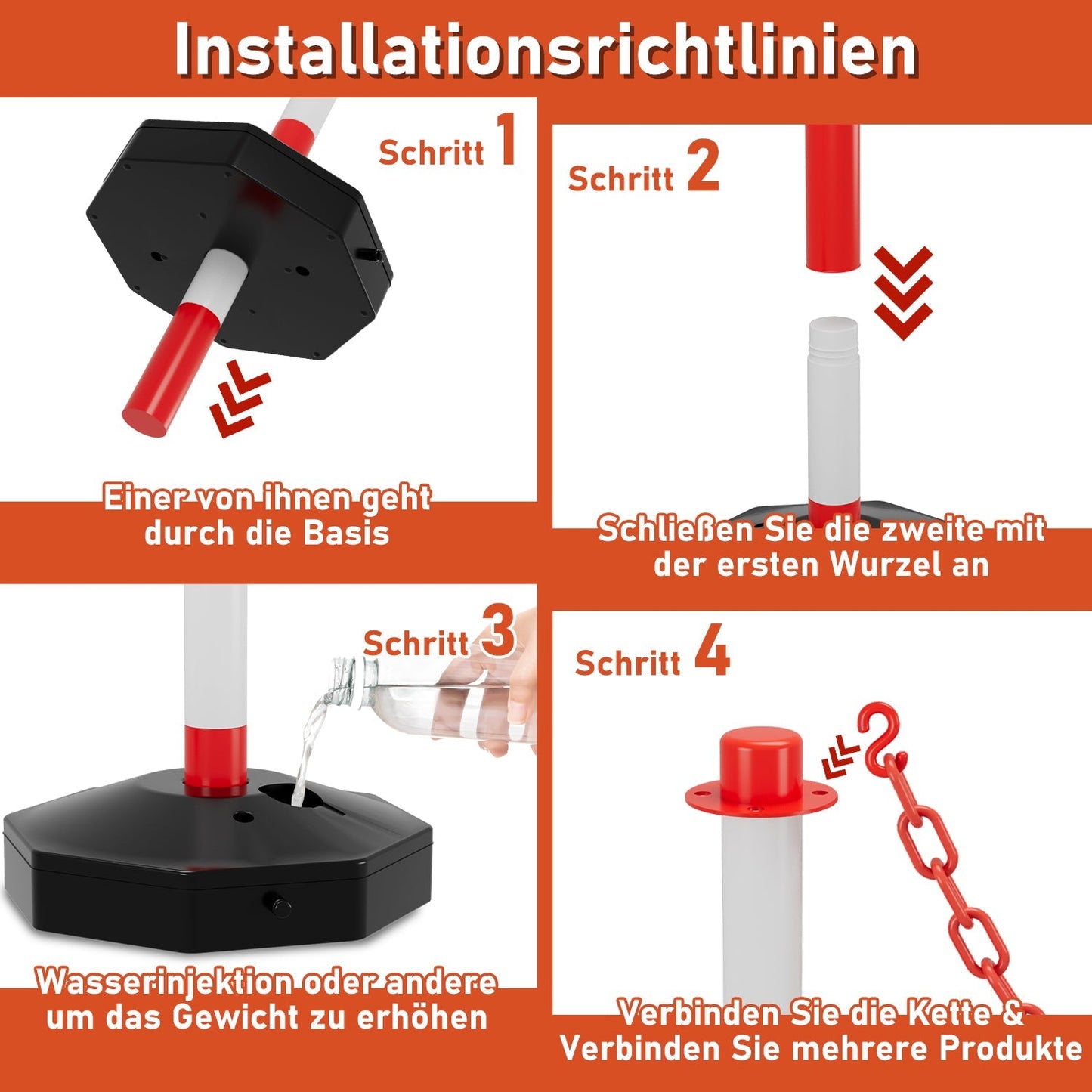 Absperrpfosten Kettenpfosten mit Kette Länge 1,4 m | Karnz