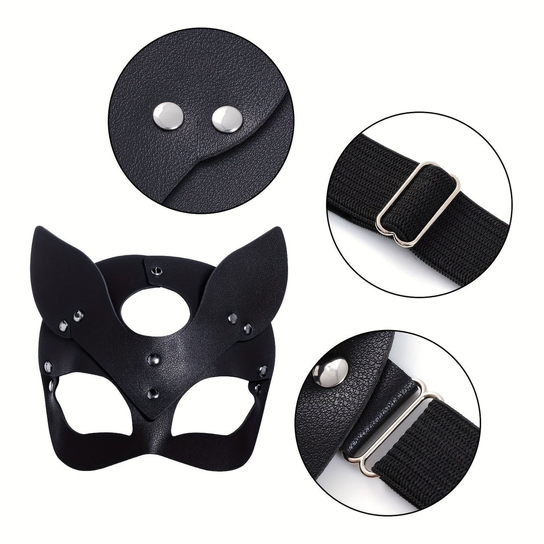 Halloween-Kostümaccessoires für Damen aus Kunstleder | Katzenmasken-Handschuhe