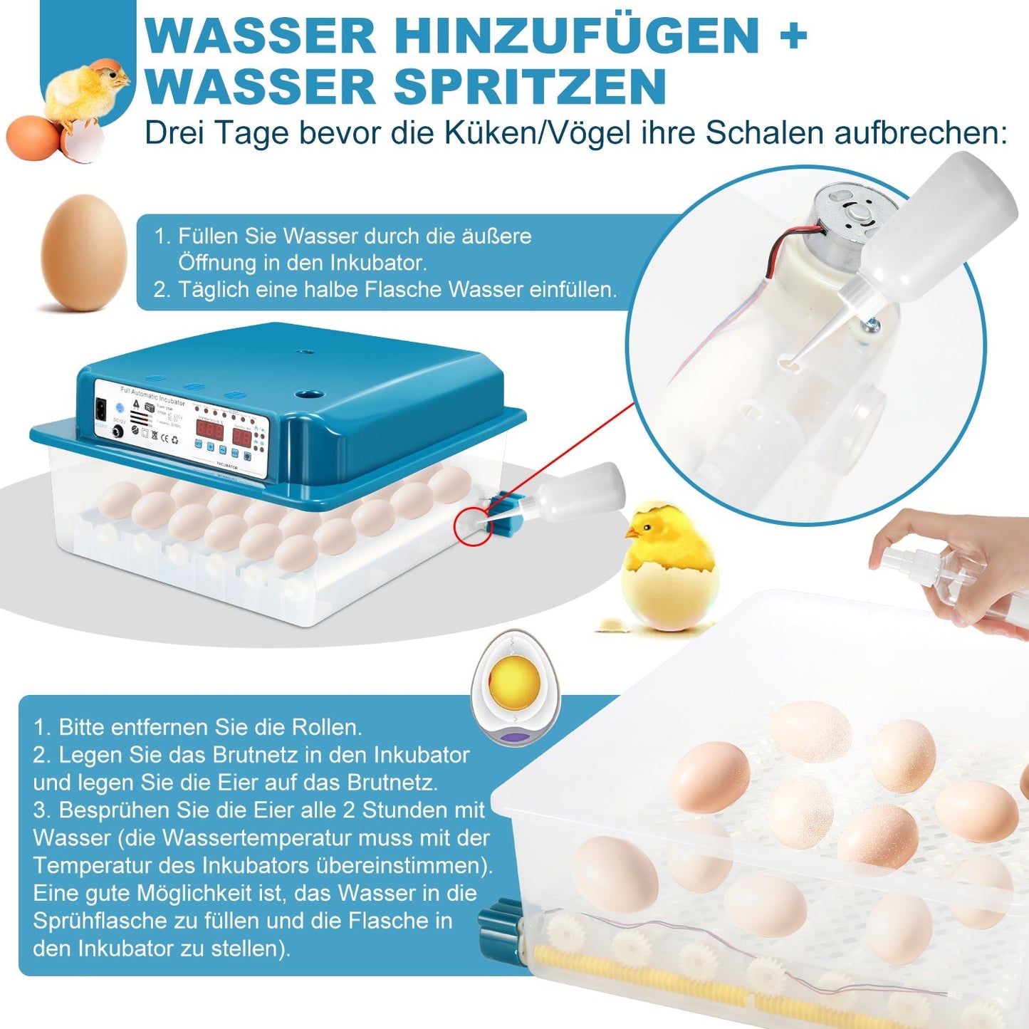 Brutautomat Vollautomatisch Inkubator für Hühner 36 Eier | Karnz