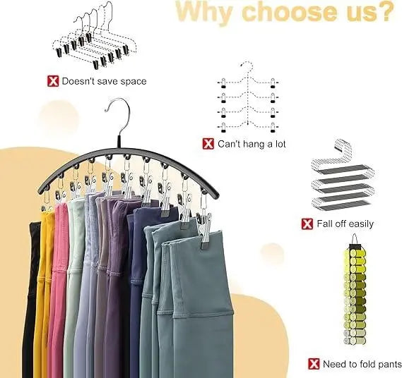 2-teilige Set Leggings Organizer Kleiderbügel – mit 20 Clips für platzsparende Aufbewahrung!