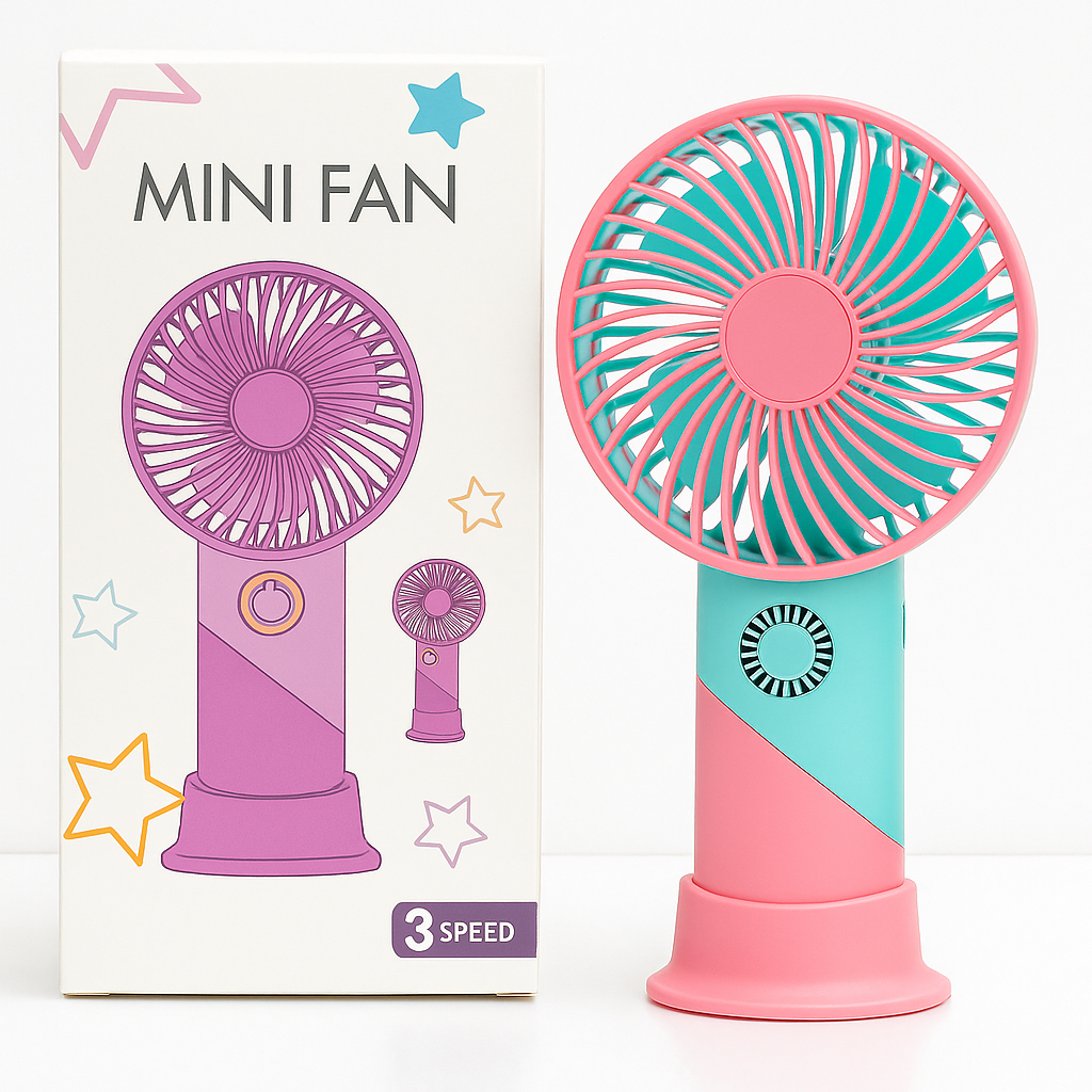 ColorTwist™ Mini Ventilator – 3-Geschwindigkeit Wiederaufladbarer Tragbarer Ventilator | Karnz
