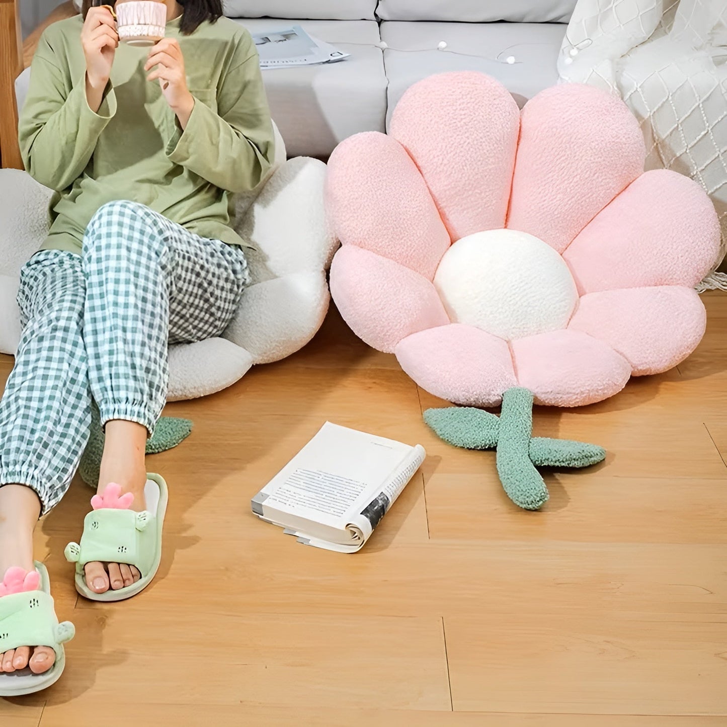 Blumenkissen – Weich und gemütlich | Dekoratives Bodenkissen für Sofa, Schlafzimmer und Wohnzimmer