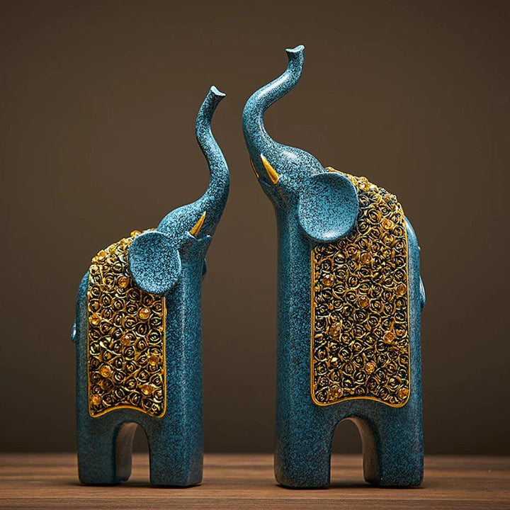 Karnz | Dekorative Figuren Elefanten Set von 2 | Retro Design | Harz | 13x8x30 cm