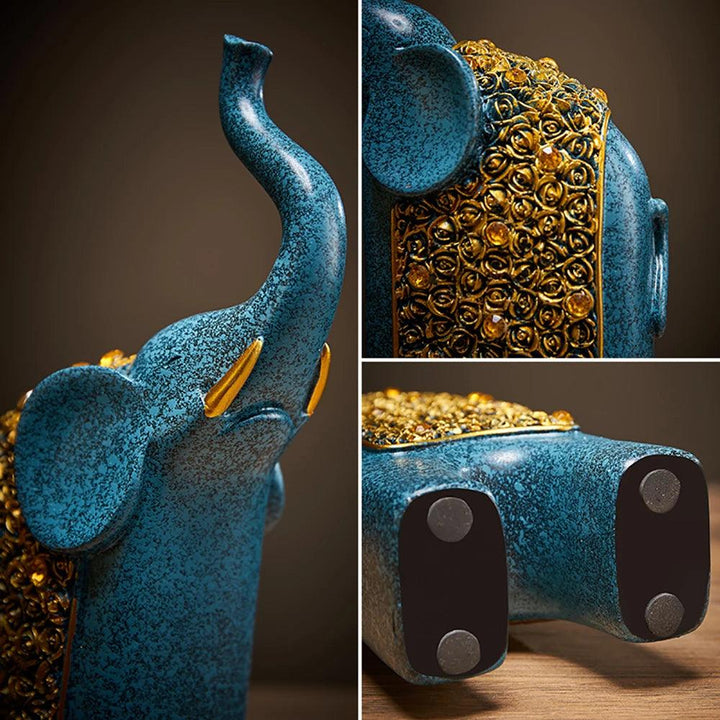 Karnz | Dekorative Figuren Elefanten Set von 2 | Retro Design | Harz | 13x8x30 cm