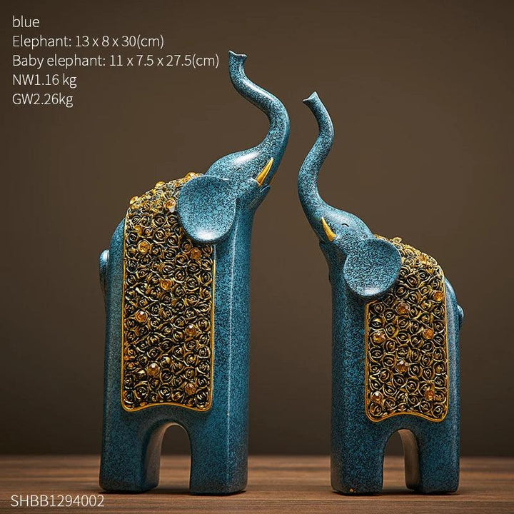 Karnz | Dekorative Figuren Elefanten Set von 2 | Retro Design | Harz | 13x8x30 cm
