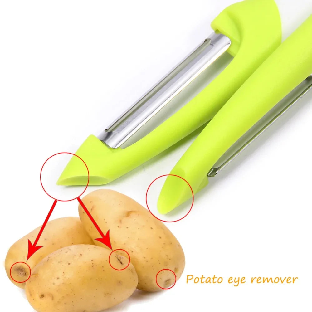 2 Stück Ultra Scharfe Edelstahl Klinge Obst- und Gemüse Schäler Set | Karnz