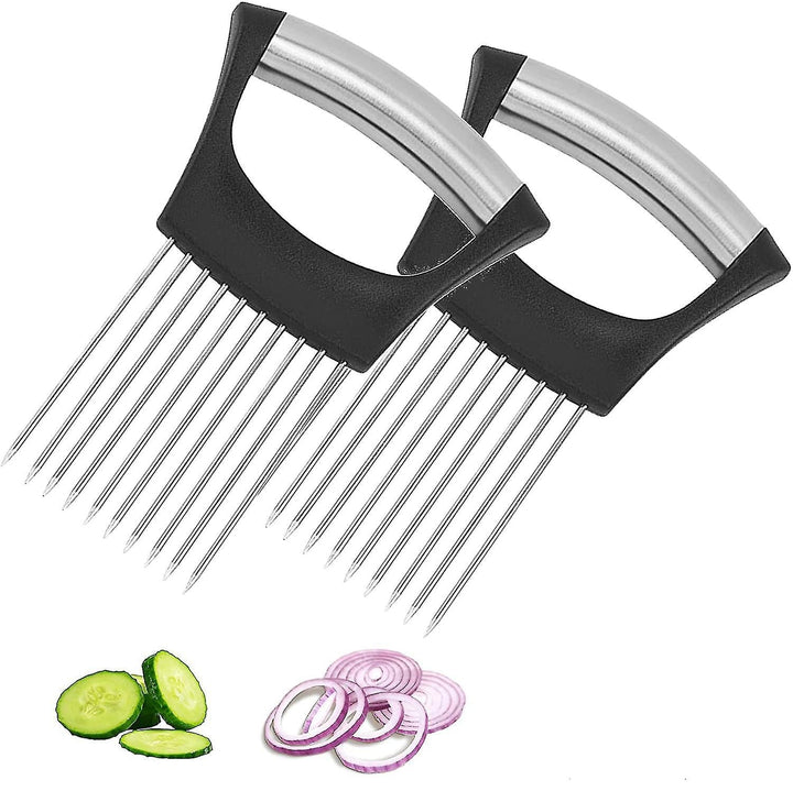 Edelstahl Zwiebel Cutter Halter, Lebensmittel Schneider Assistent Tomatenschneider Halter | Karnz