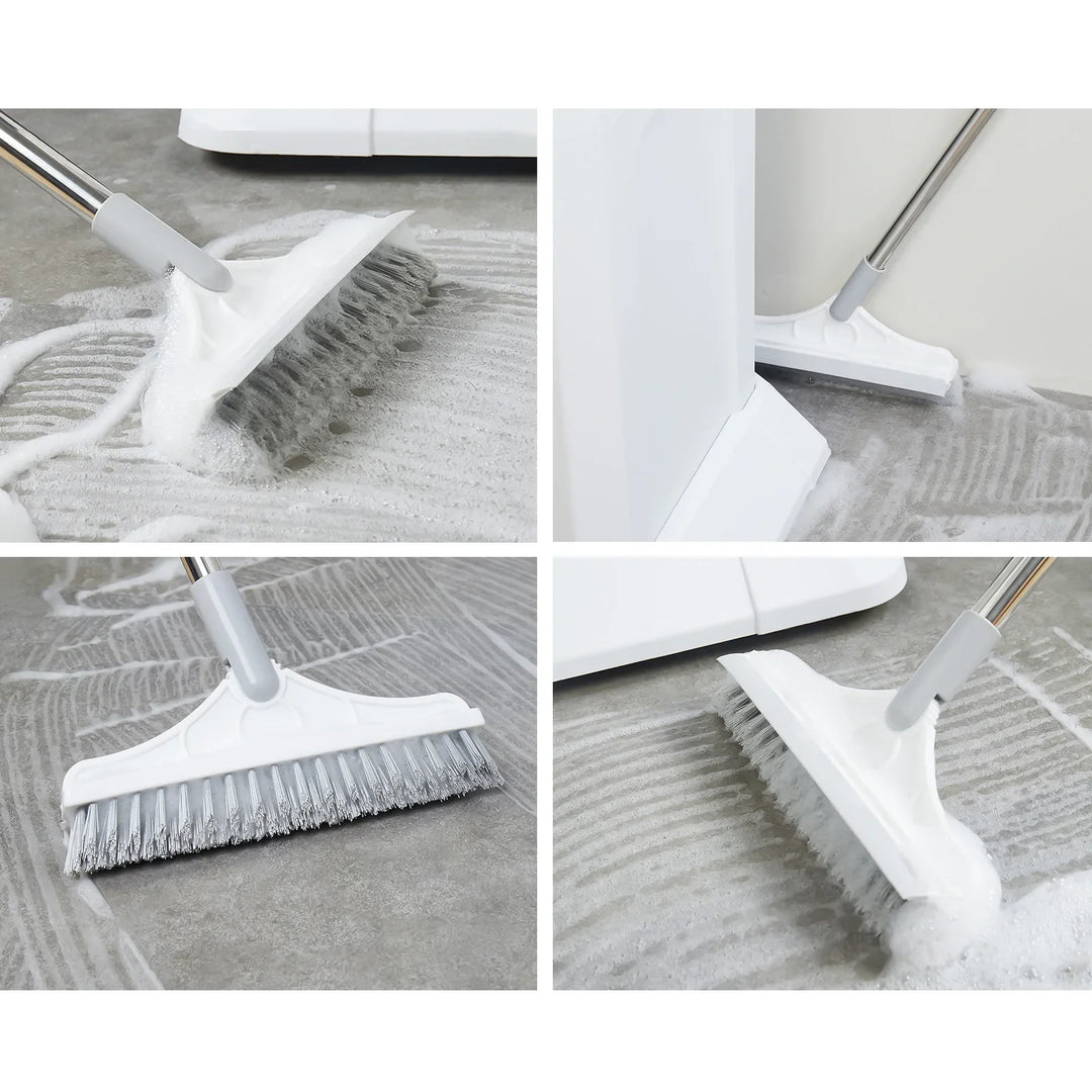 2 In 1 Bodenreinigungsbürste mit Fensterabzieher 120 Grad drehbarer langer Griff Karnz
