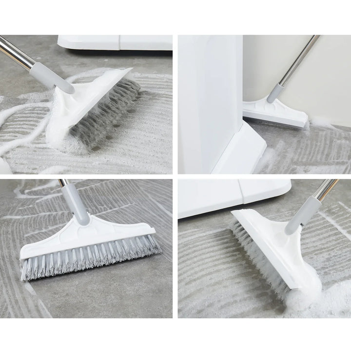 2 In 1 Bodenreinigungsbürste mit Fensterabzieher 120 Grad drehbarer langer Griff Karnz