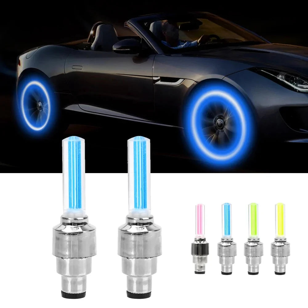 2 Stück Auto Rad LED Licht, Motorrad Reifen Ventilkappe Karnz