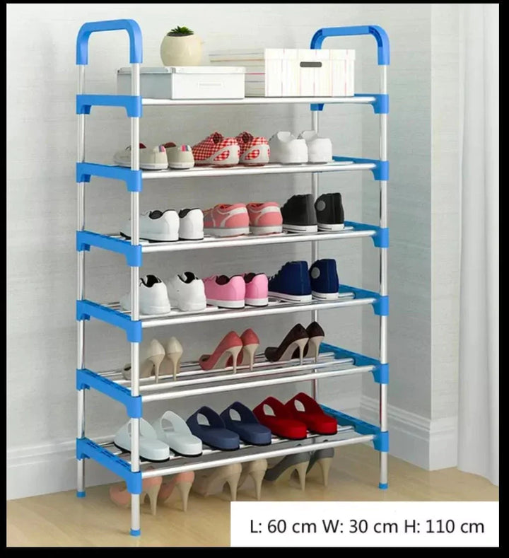 6 Schichten Schuhregal Stahl - Hochwertiger Karnz