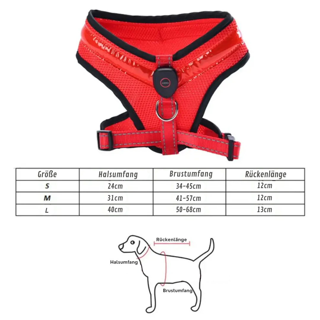 LED Hundegeschirr USB wiederaufladbar & verstellbar Karnz