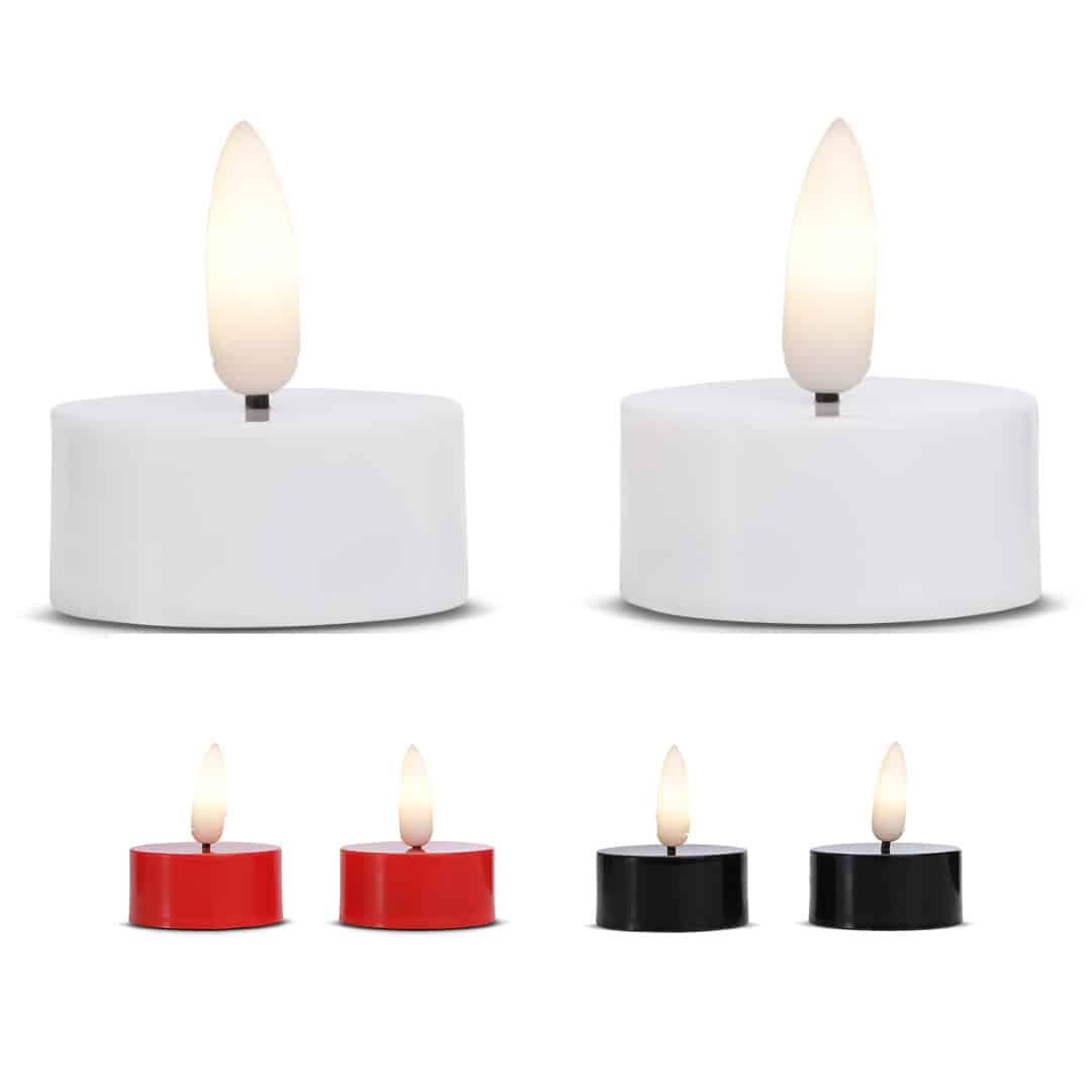 LED-Teelicht aus Kunststoff mit realistischer bewegender Flamme 3,8x2cm (2 Stk.) | Karnz