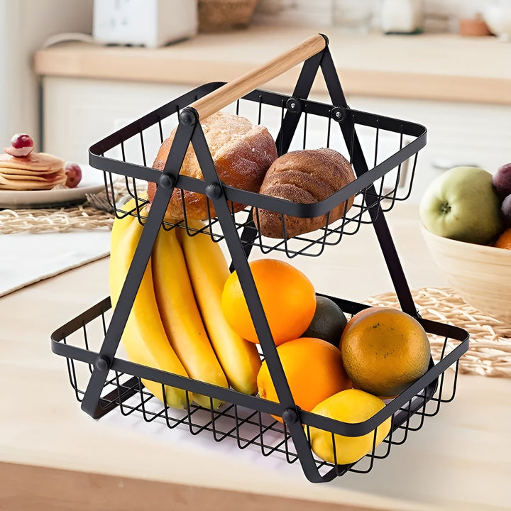 3-stufiger Obstkorb aus Metall – platzsparend und dekorativ | Ideal für Küche & Esstisch | Karnz