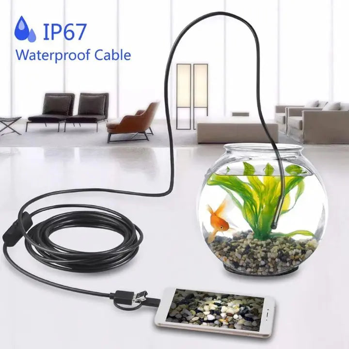 3-in-1 USB Endoskopkamera – Wasserdicht, Flexibel mit 6 LED-Lichtern