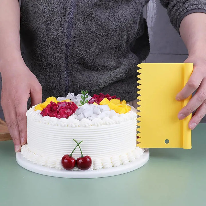 3-in-1 Edelstahl Teigschaber Set Bank Schüssel Kuchen Teigschaber | Karnz