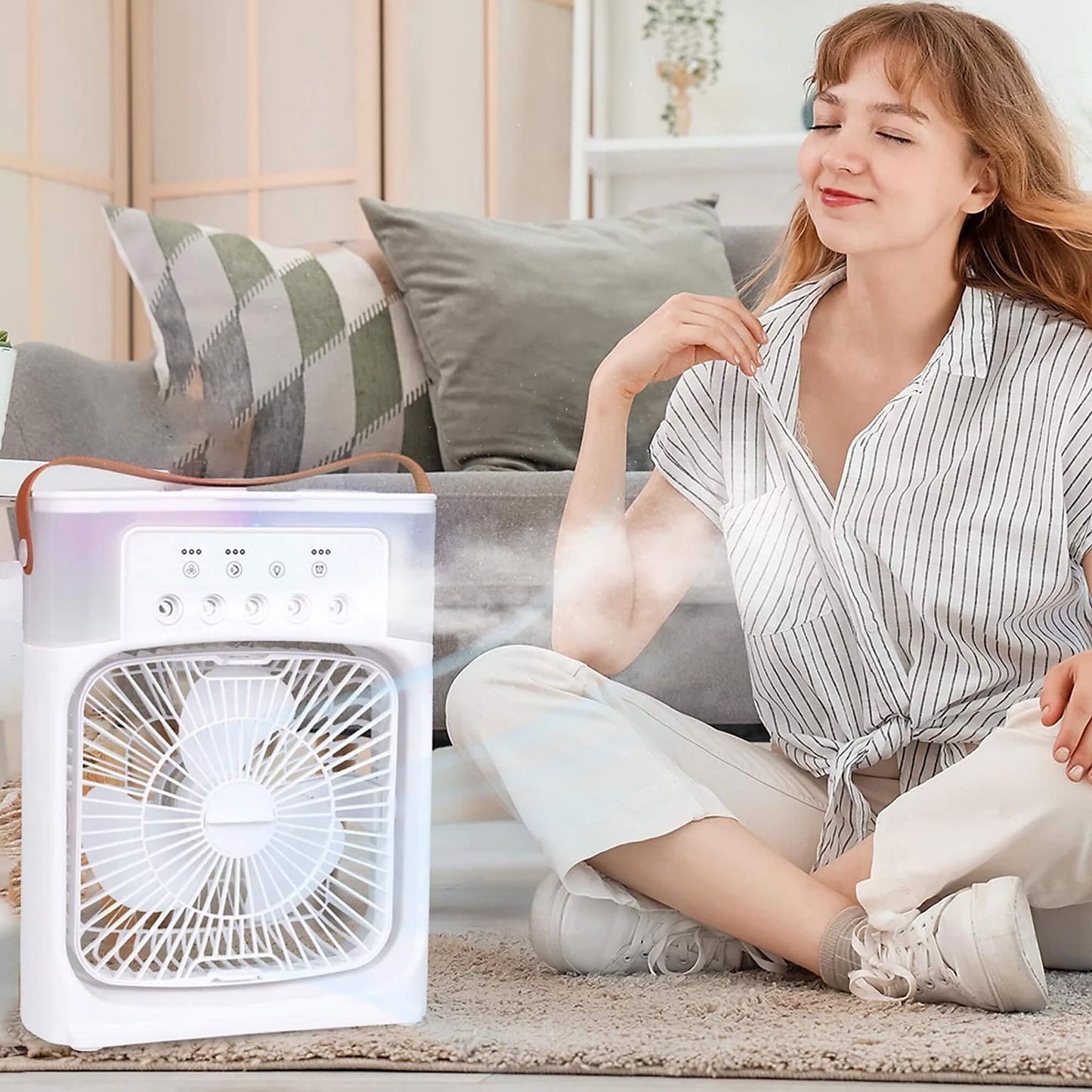 3-in-1 Luftkühler Luftbefeuchter | Tragbar, einstellbare Lüftergeschwindigkeiten & Ideal für Schlafzimmer, Büros & kleine Räume | Karnz