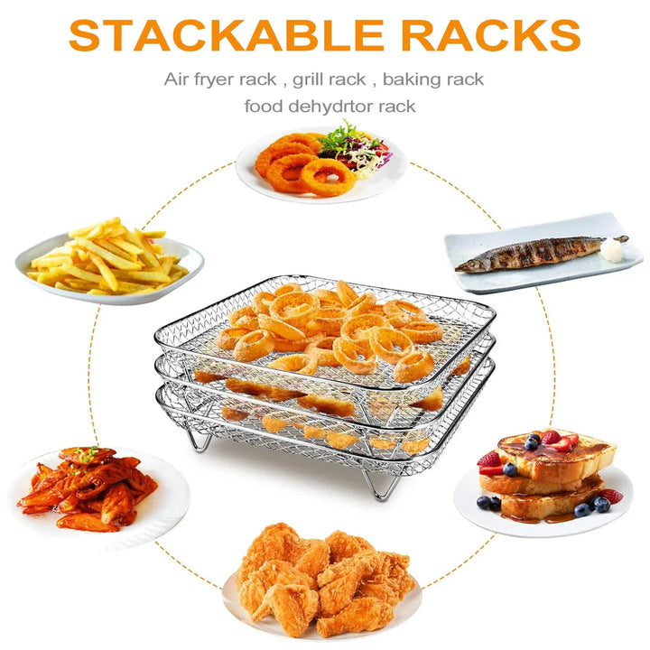 3-Tier Edelstahl Air Fryer Rack Universelles Stapelbares Zubehör | Karnz