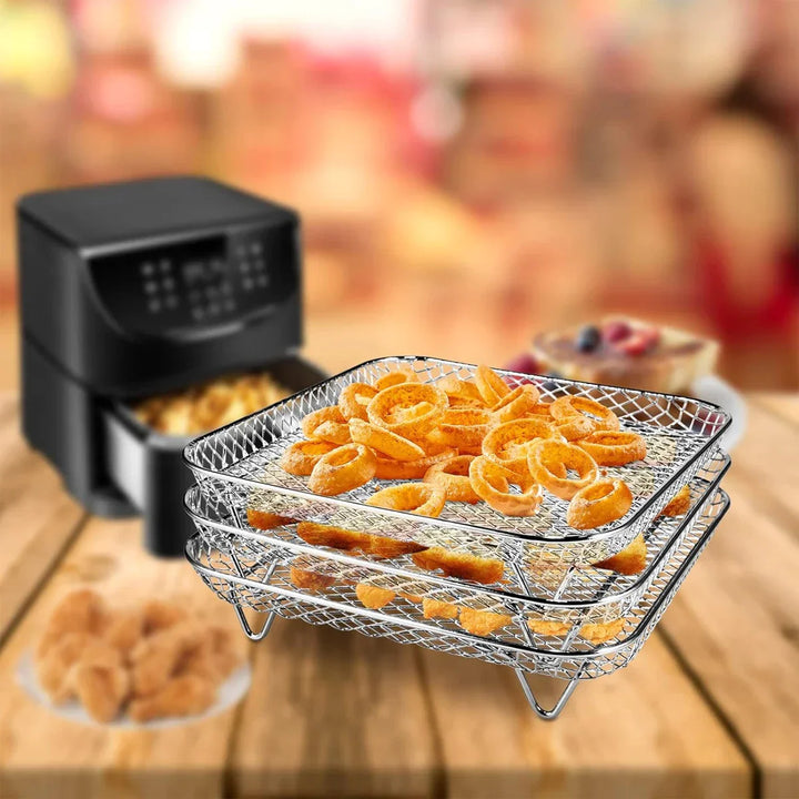 3-Tier Edelstahl Air Fryer Rack Universelles Stapelbares Zubehör | Karnz