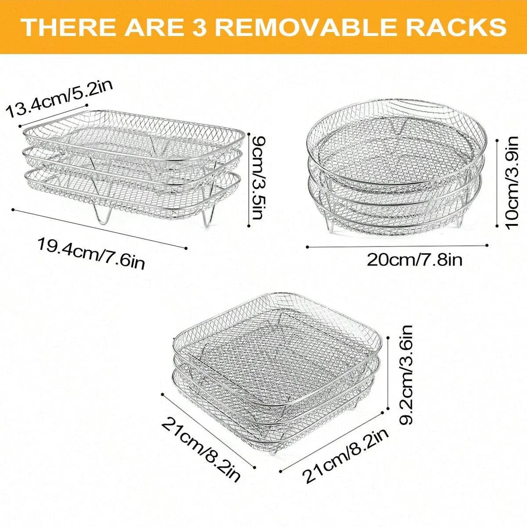 3-Tier Edelstahl Air Fryer Rack Universelles Stapelbares Zubehör | Karnz