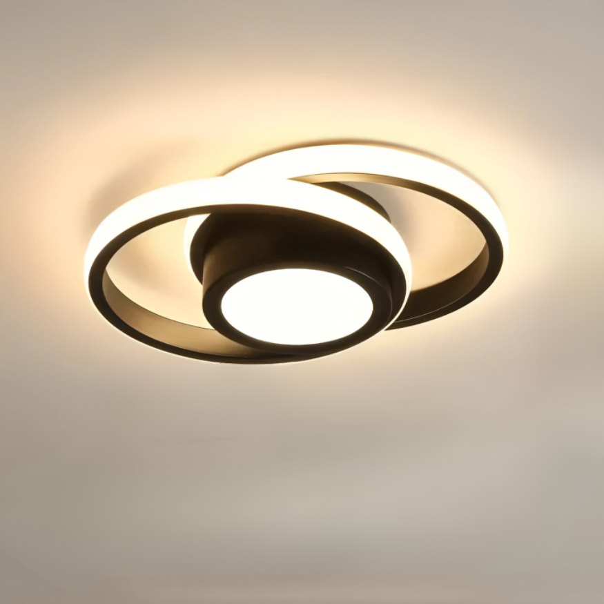 Moderne LED-Deckenlampe 18W | Kreatives Design mit 2 Ringen | Energieeffiziente Beleuchtung für Wohnzimmer & Büro 24 cm | Karnz