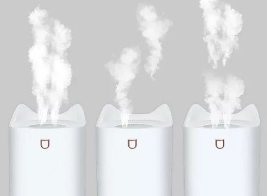 Luftbefeuchter mit weißem LED-Nebelverteiler