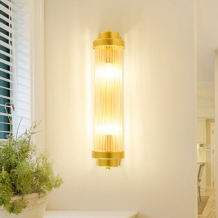 Zylinder Schlafzimmer Wandlampe Wandleuchte Vintage Klarglas 2 Köpfe Gold LED Wandbeleuchtung Fixture | Karnz