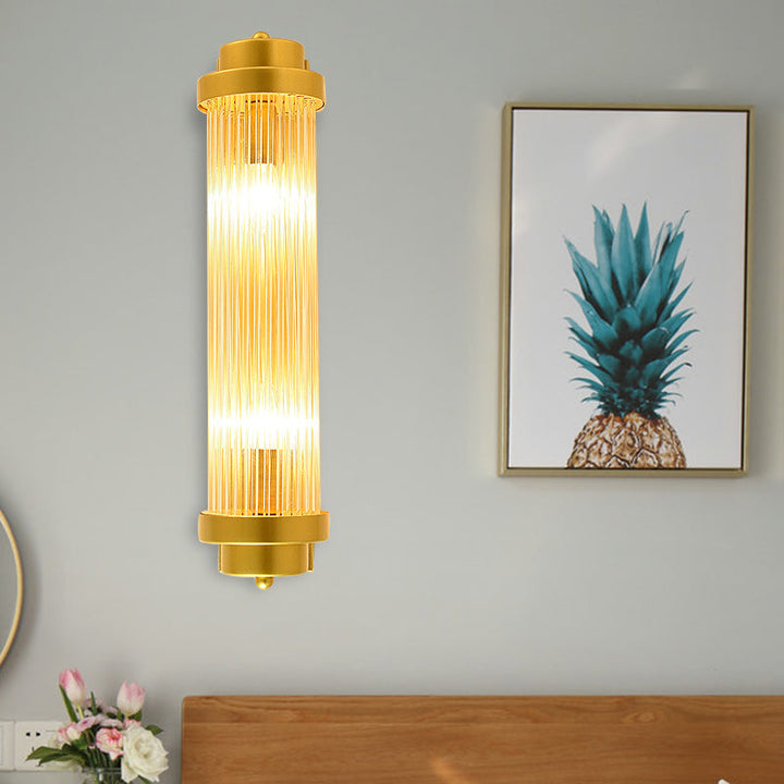Zylinder Schlafzimmer Wandlampe Wandleuchte Vintage Klarglas 2 Köpfe Gold LED Wandbeleuchtung Fixture | Karnz