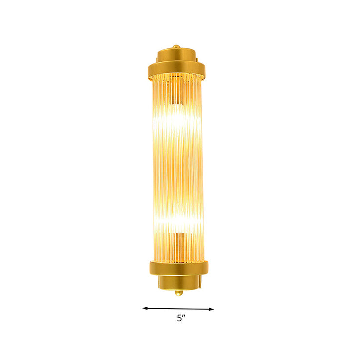 Zylinder Schlafzimmer Wandlampe Wandleuchte Vintage Klarglas 2 Köpfe Gold LED Wandbeleuchtung Fixture | Karnz