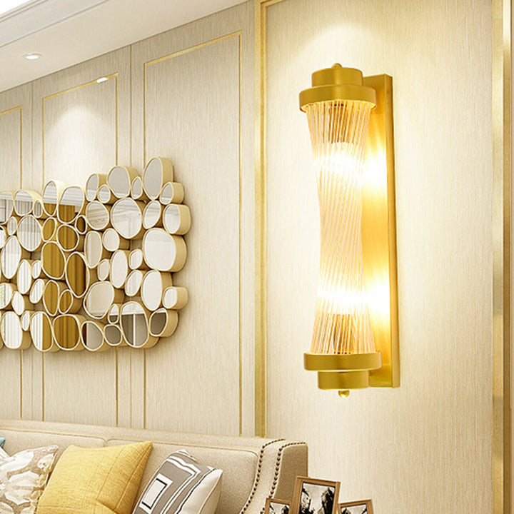 Zylinder Schlafzimmer Wandlampe Wandleuchte Vintage Klarglas 2 Köpfe Gold LED Wandbeleuchtung Fixture | Karnz