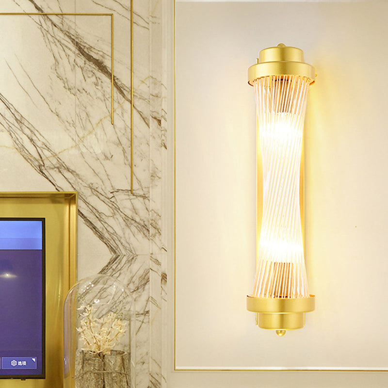 Zylinder Schlafzimmer Wandlampe Wandleuchte Vintage Klarglas 2 Köpfe Gold LED Wandbeleuchtung Fixture | Karnz