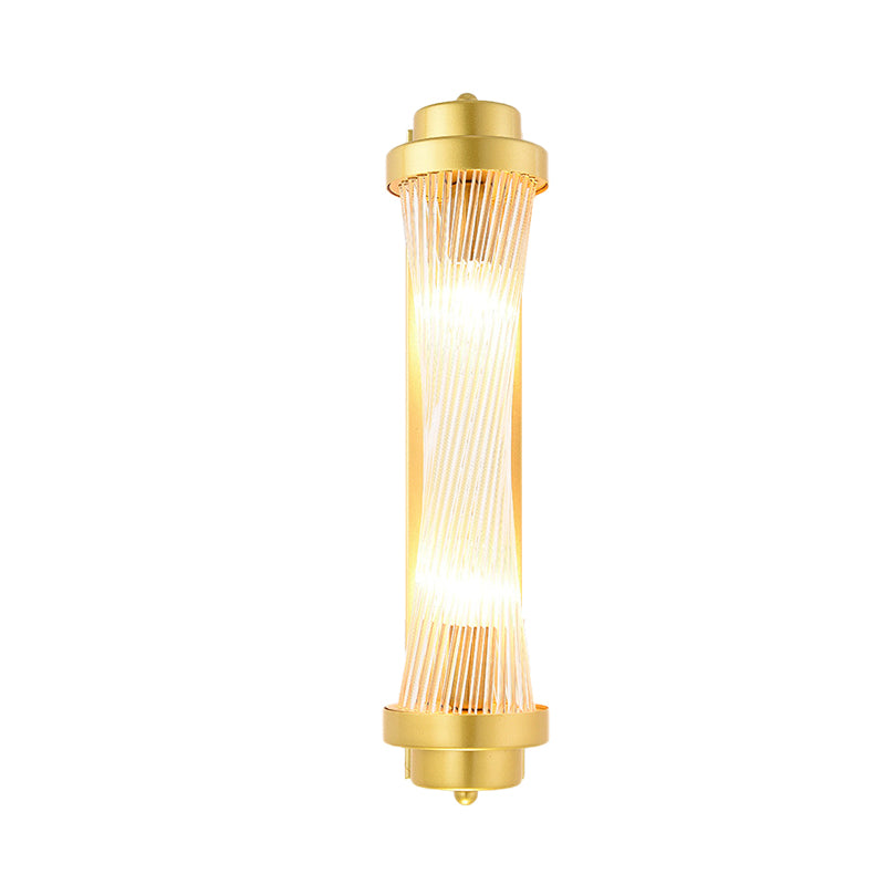 Zylinder Schlafzimmer Wandlampe Wandleuchte Vintage Klarglas 2 Köpfe Gold LED Wandbeleuchtung Fixture | Karnz