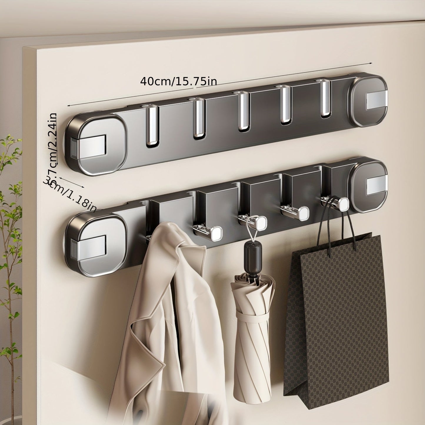 Wandhakenpanel ohne Bohren – OrganizePlus versteckter 5-Haken-Regal | Karnz