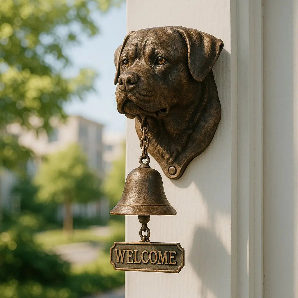Willkommensglocke „Schäfer“ aus Bronze – Elegante Wandglocke mit Schäferhundmotiv