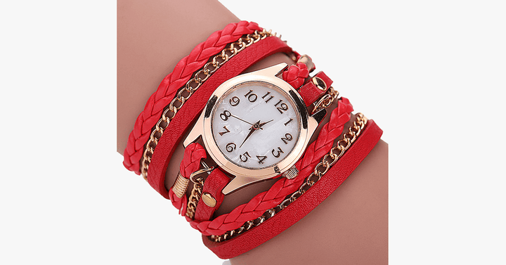 Quarzuhr mit goldenem Zifferblatt und auffälligem Armband – entworfen, um Ihren lässigen Look zu unterstreichen