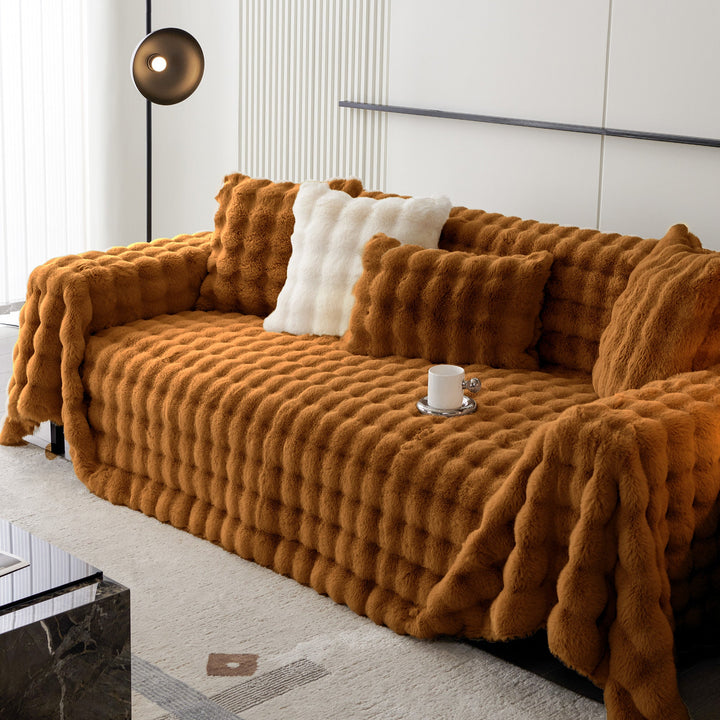 Luxe Ripple Faux Fur Sofa Cover - Modern, Stylisch & Langlebig Sofa Schutz | Karnz