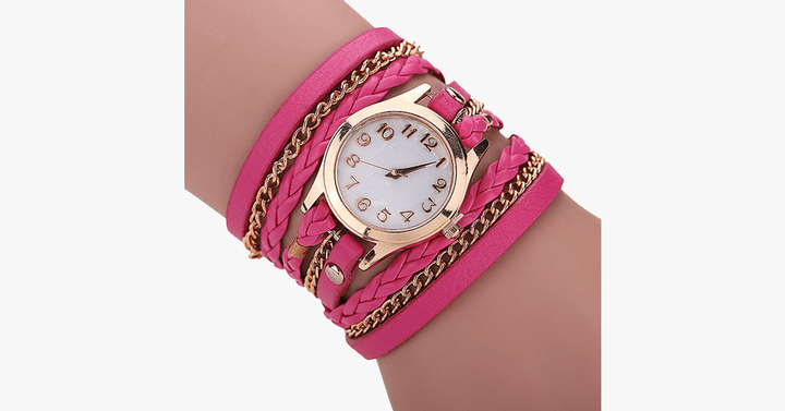 Quarzuhr mit goldenem Zifferblatt und auffälligem Armband – entworfen, um Ihren lässigen Look zu unterstreichen