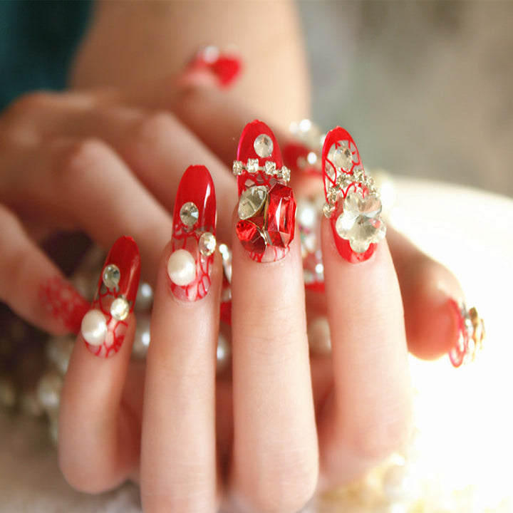 Strass-Besetztes Press-On Nagelset
